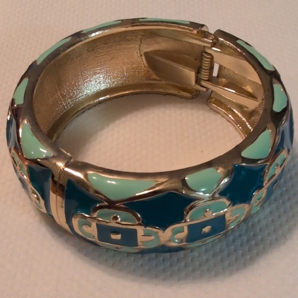 Elegant Gold and Teal Bracelet. 1980s.